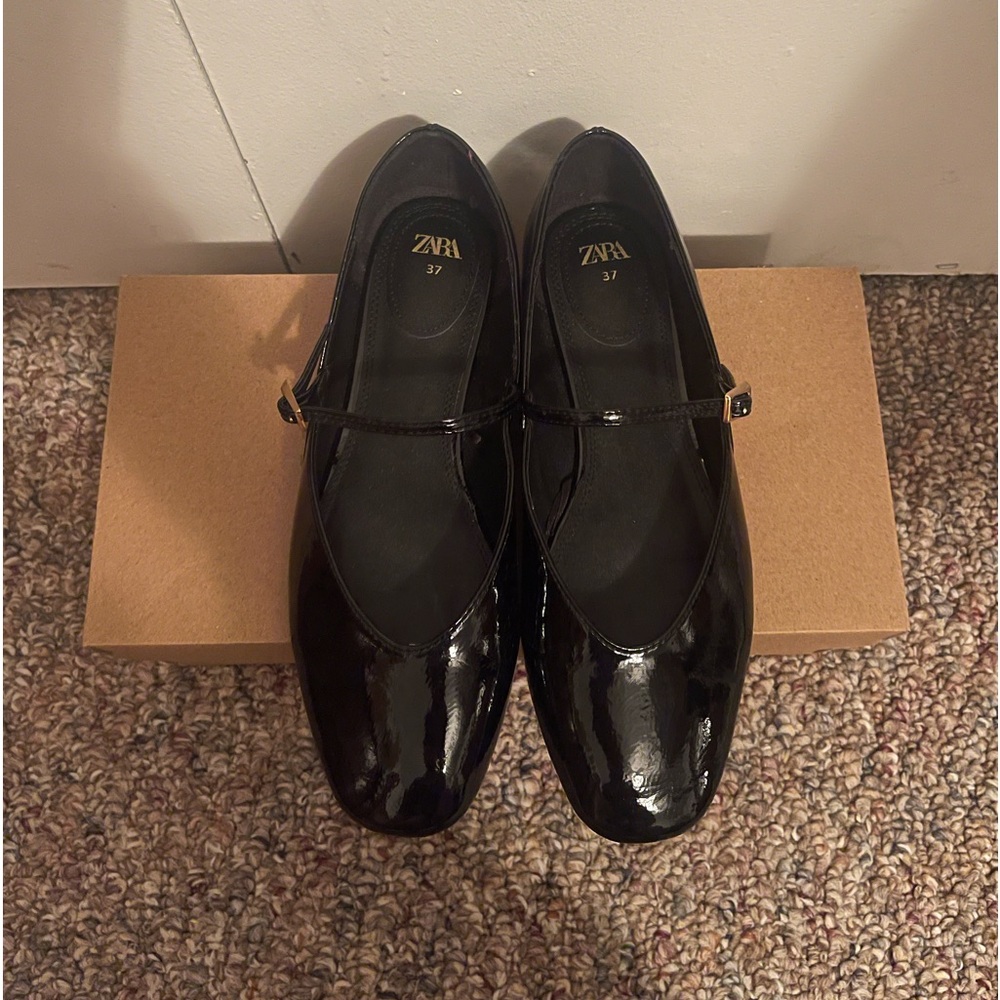 Zara faux patent leather ballet flats